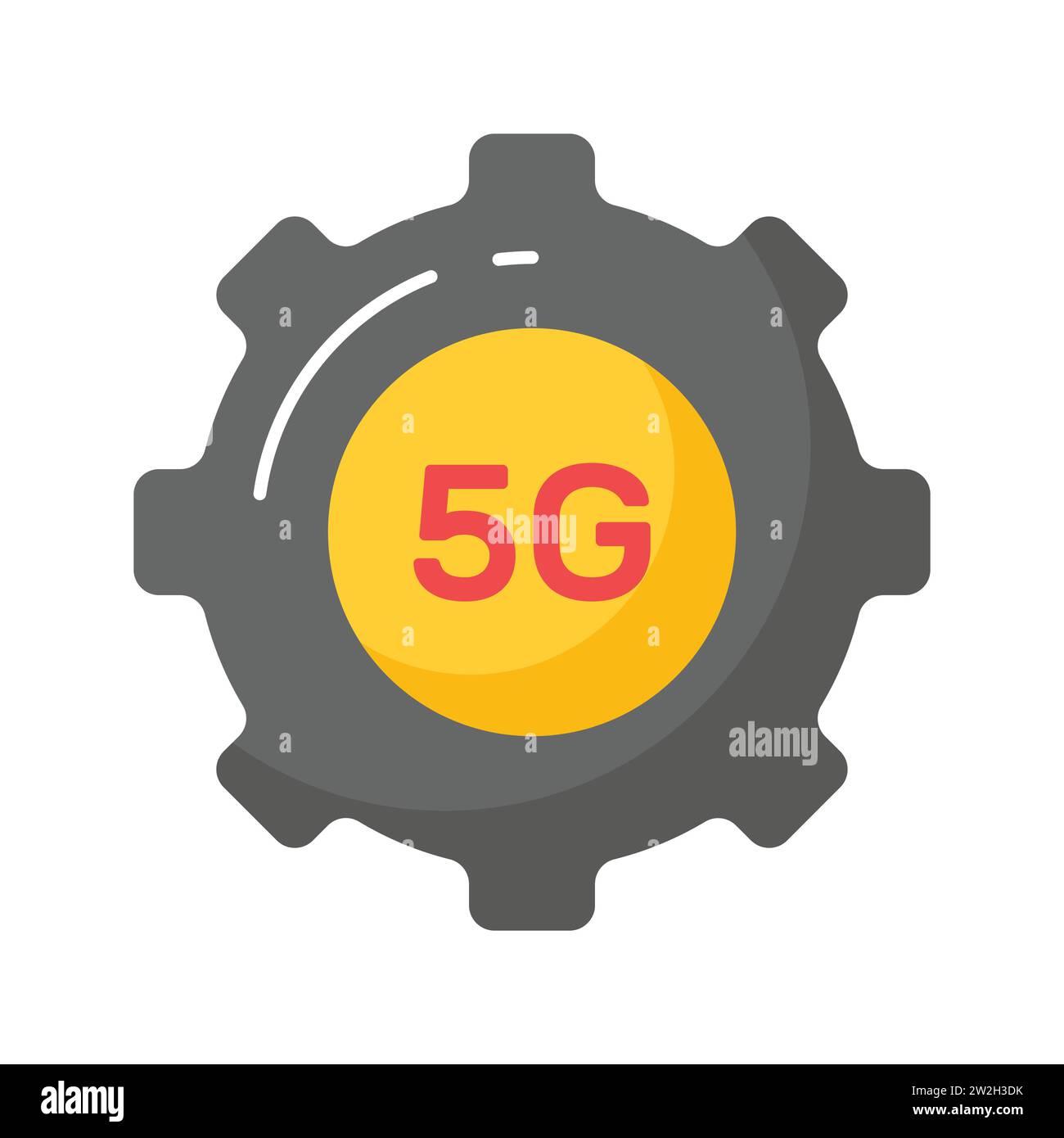 Texte 5G à l'intérieur de la roue dentée indiquant l'icône de concept du paramètre de réseau 5G. Illustration de Vecteur