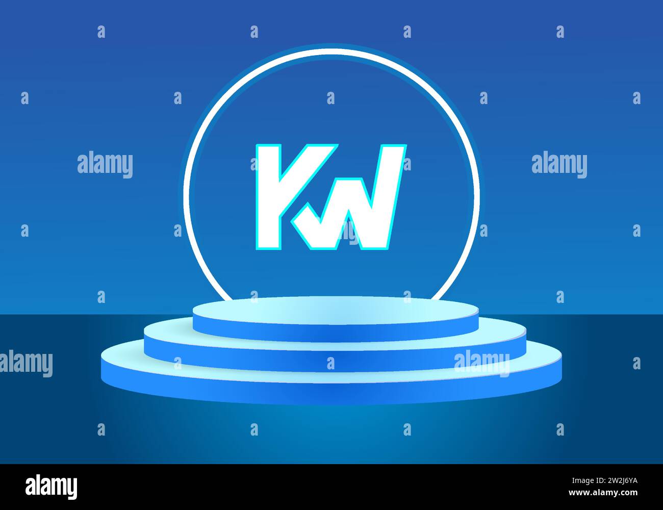 Logo bleu lettre kW. Conception de logo de vecteur pour les entreprises. Illustration de Vecteur
