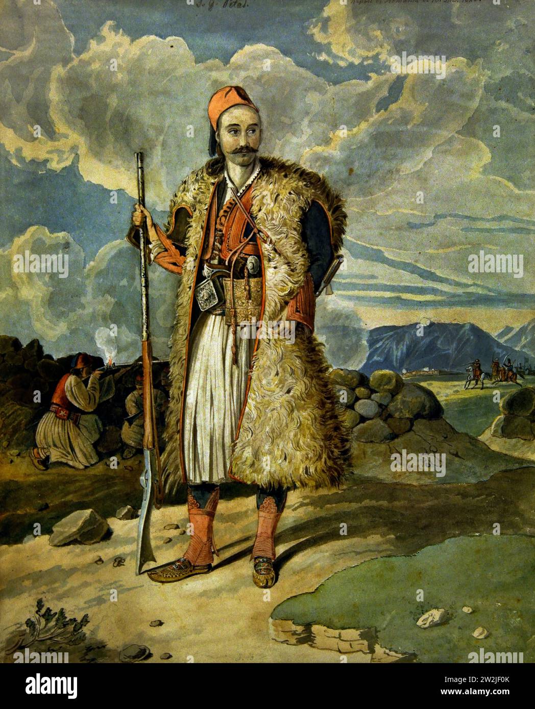 Krazeisen Karl (1794 - 1878) le guerrier I.G. Petas, 1826, peinture 19RRS-20th Century, Galerie nationale, Athènes, Grèce. Banque D'Images