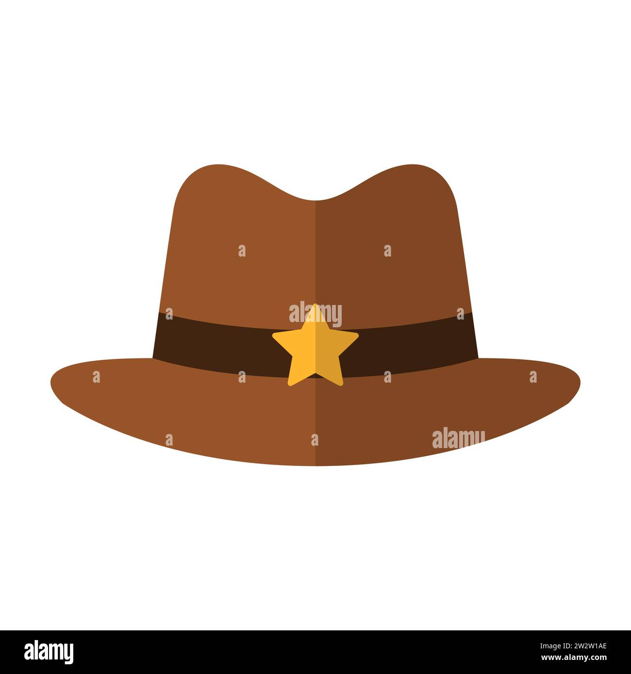 Icône de chapeau de cowboy dans le style plat isolé sur fond blanc. Coiffe de shérif brun. Élément ouest sauvage. Illustration vectorielle Illustration de Vecteur