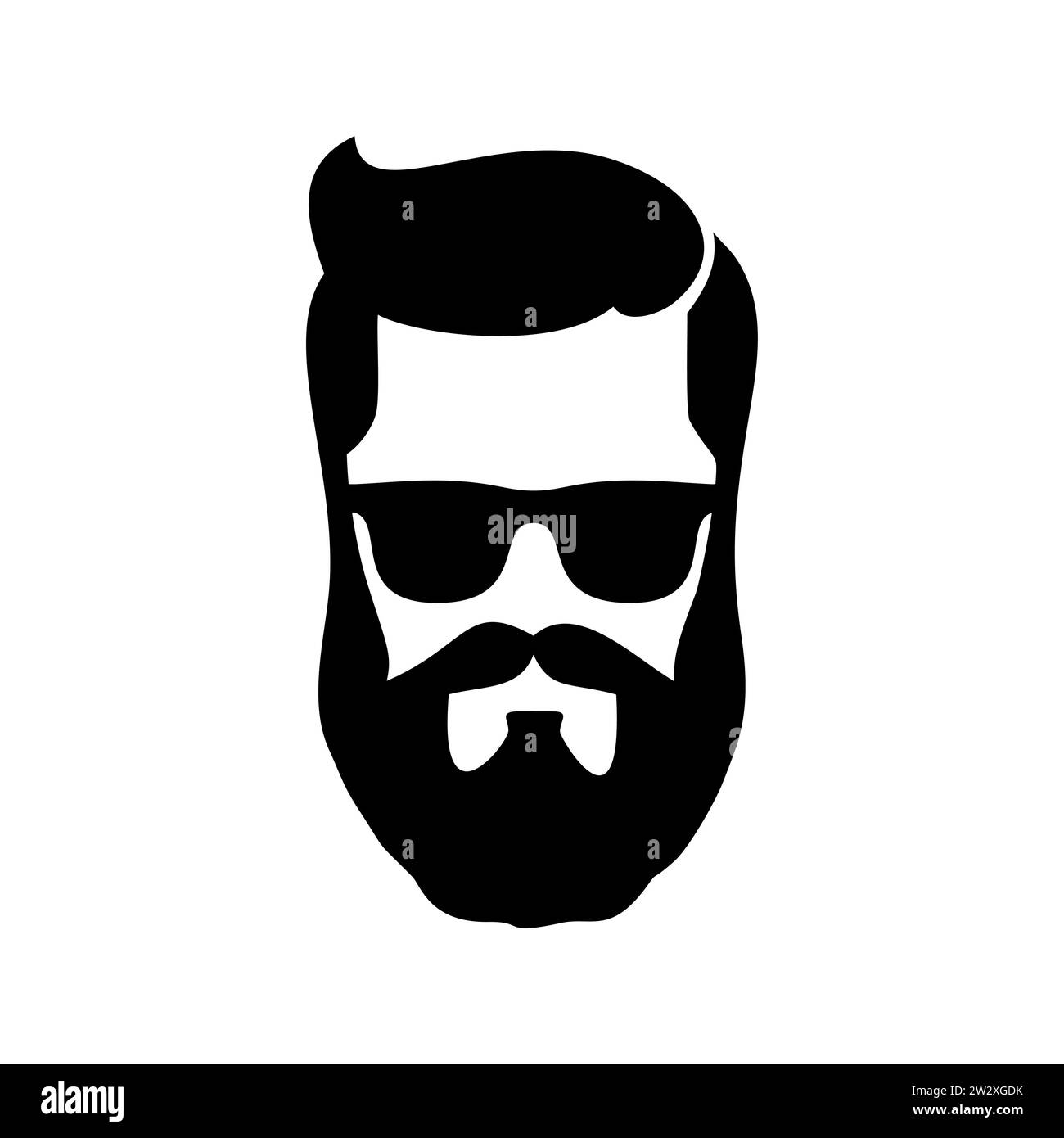 Réglez le visage de l'homme hipster barbu avec des lunettes, des coupes de cheveux, une moustache, une barbe. Avatar homme tendance, silhouettes, tête, emblème, icône, étiquette. Vecteur de salon de coiffure Illustration de Vecteur