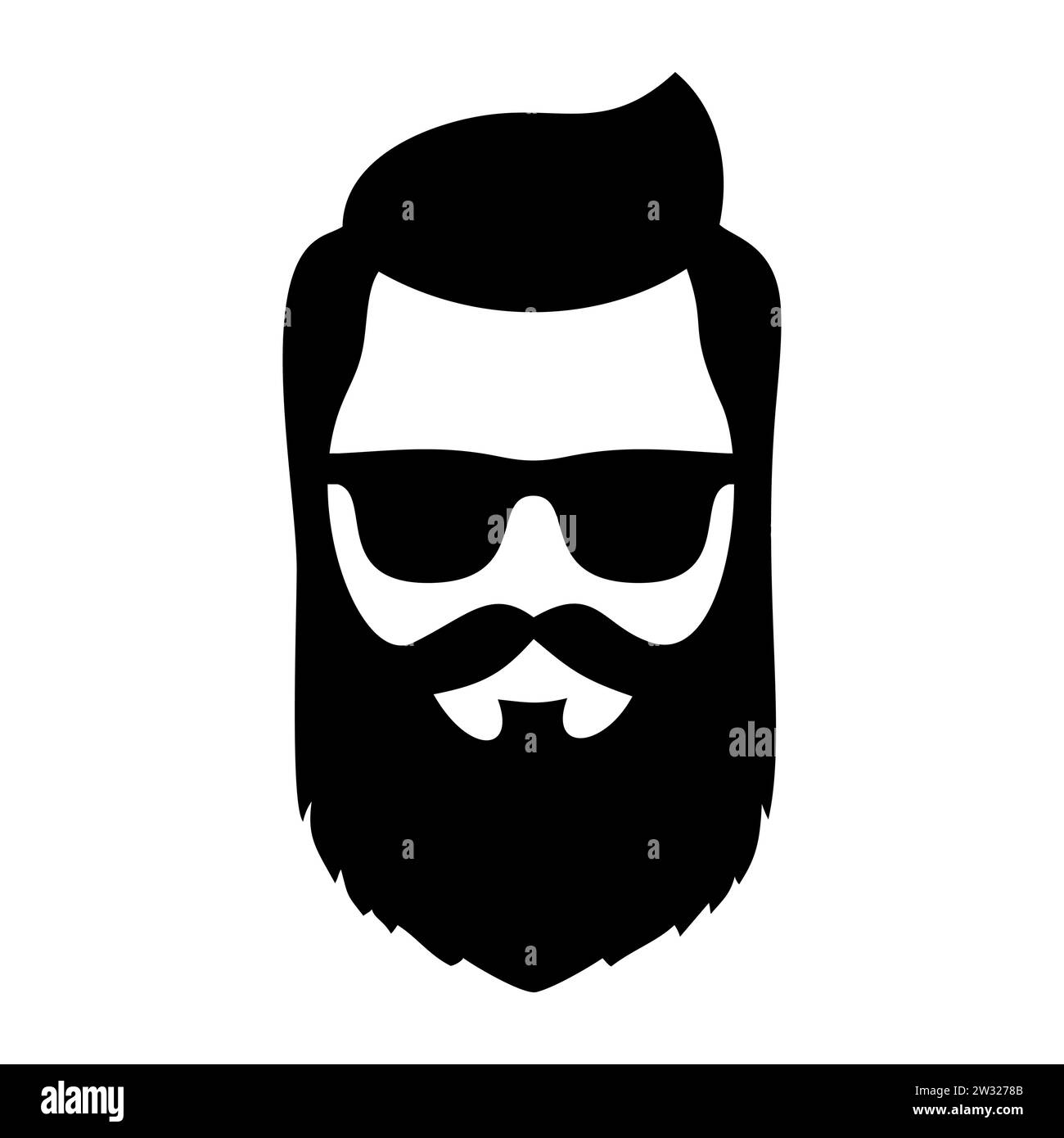 Réglez le visage de l'homme hipster barbu avec des lunettes, des coupes de cheveux, une moustache, une barbe. Avatar homme tendance, silhouettes, tête, emblème, icône, étiquette. Vecteur de salon de coiffure Illustration de Vecteur