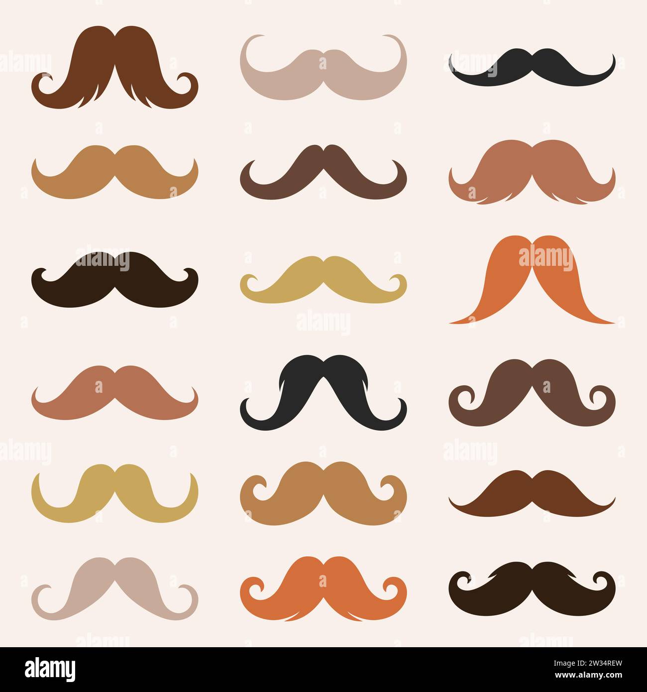 Collection différente d'icônes de moustache. Silhouette de moustaches masculine vintage, moustaches gentleman rétro drôle. Elément homme hipster. Hommes toilettage, soins capillaires Illustration de Vecteur