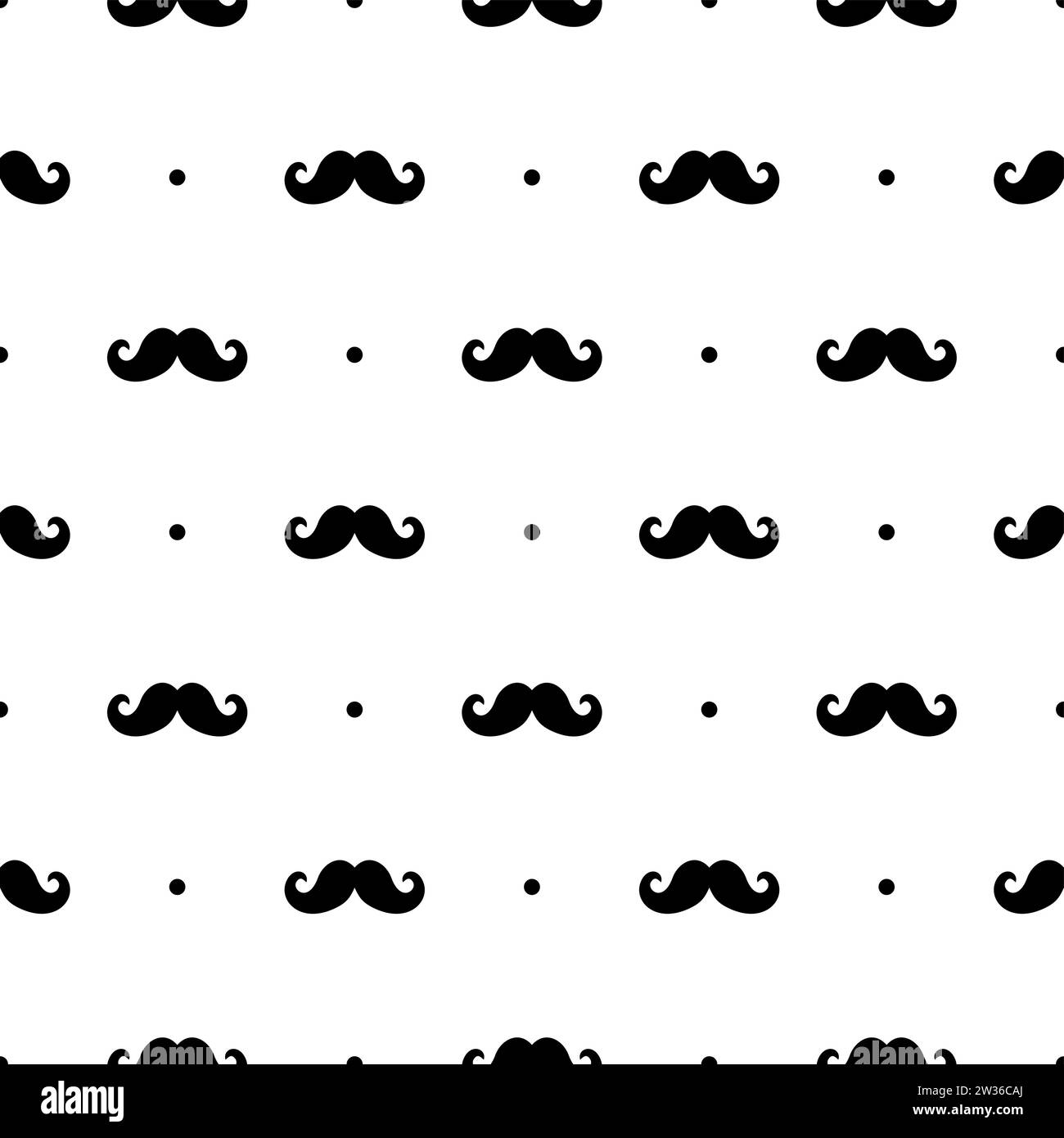 Motif moustache Seamless isolé sur blanc. Fond gentelman rétro simple pour invitations de fête, textile, décoration, papier d'emballage. Vecteur Illustration de Vecteur
