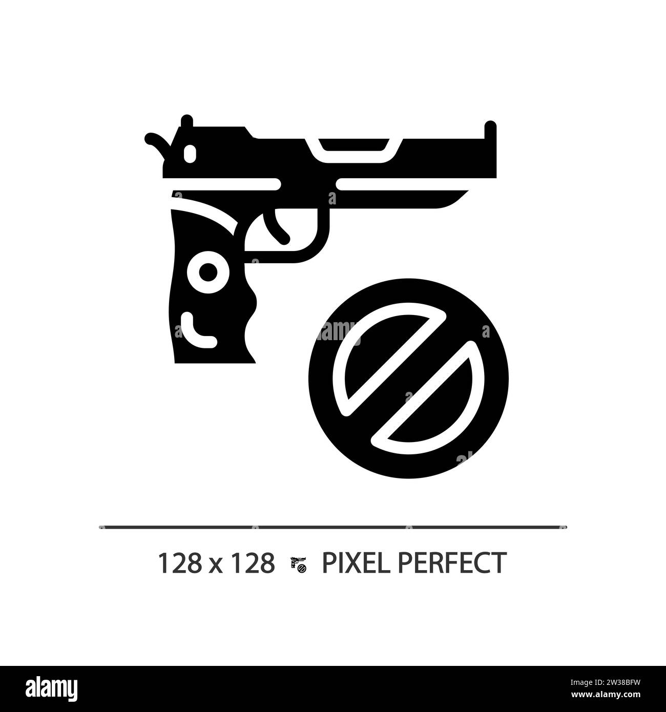 Icône de contrôle du pistolet de style glyphe simple parfait en 2D pixel Illustration de Vecteur