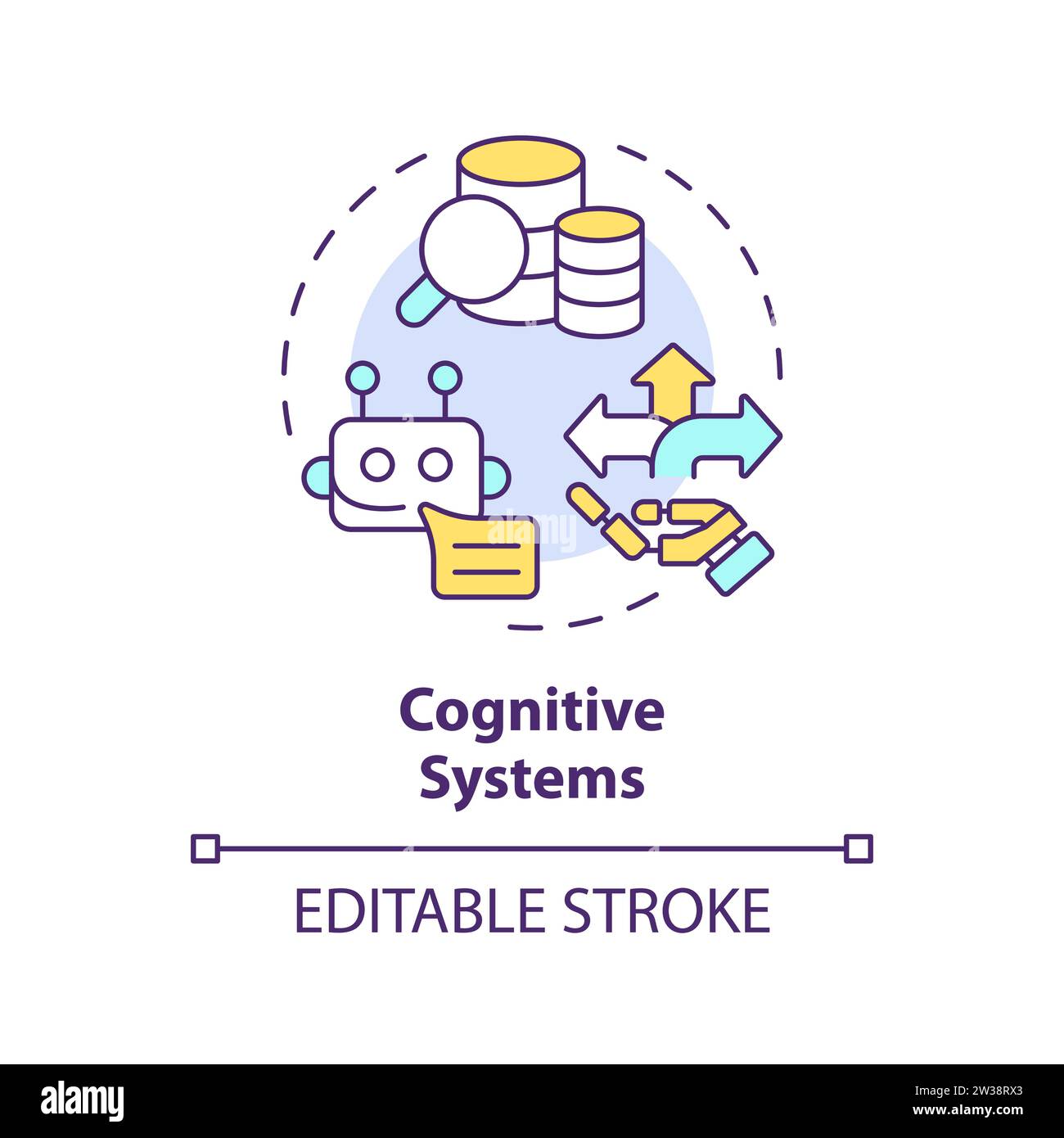 Concept d'icône de systèmes cognitifs colorés simple de ligne mince Illustration de Vecteur