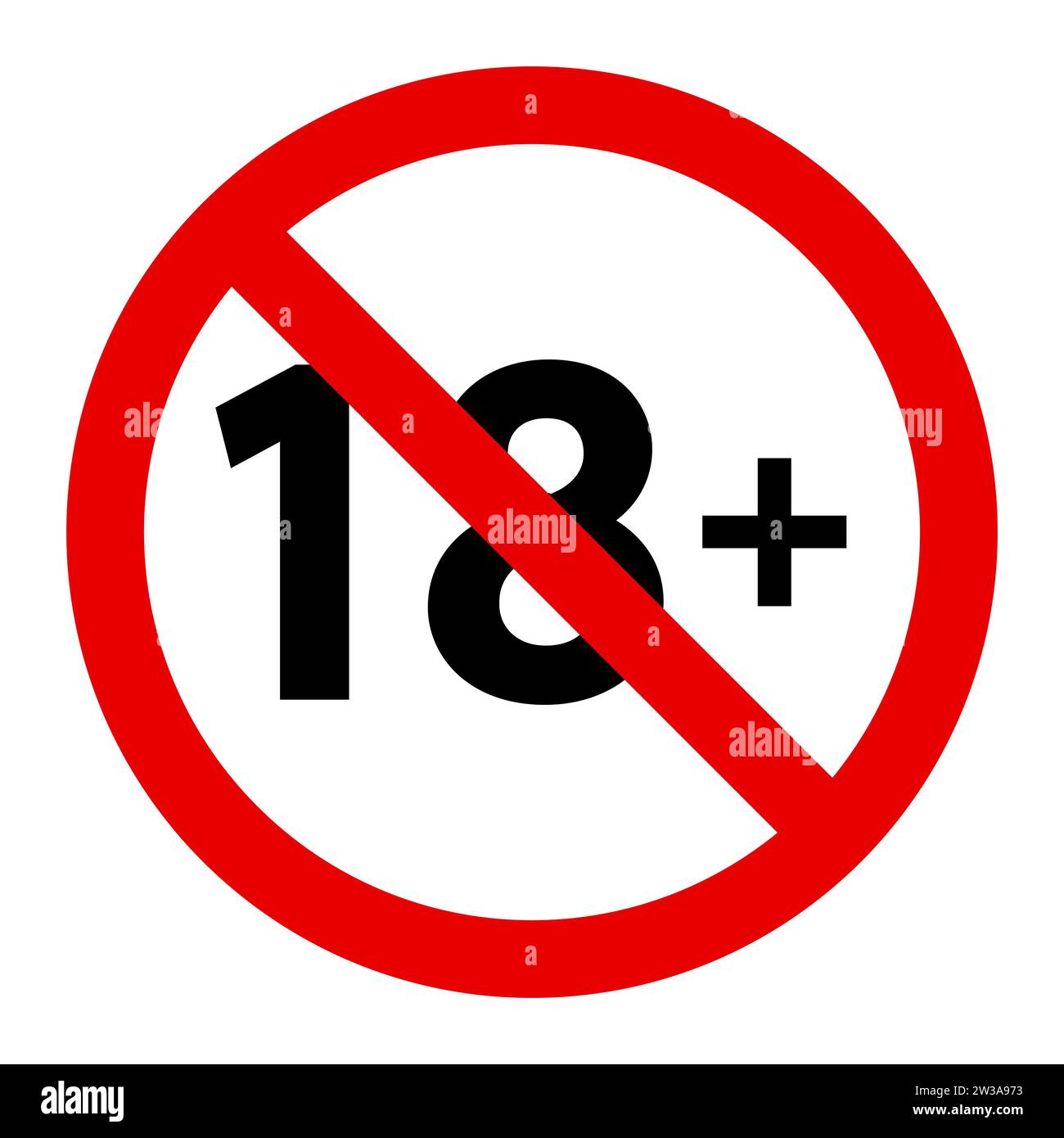 Illustration barrée 18. Limite d'âge, films, séries TV, dessins animés, cinéma, icônes de vecteur de bordure d'interdiction d'affichage de genre Illustration de Vecteur