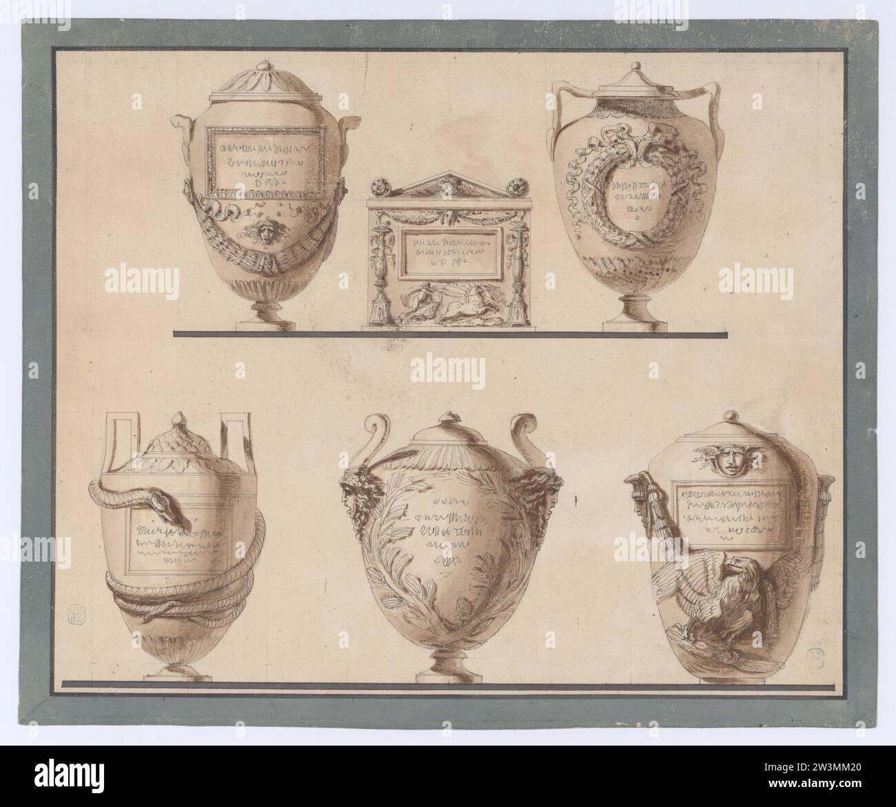 Etude de cinq vases ou urnes 2018 par Felice Giani Banque D'Images