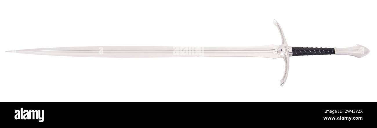 'Glamdring', l'épée de Gandalf de la trilogie cinématographique 'Seigneur des anneaux'. 2001-2003 fait par Ben Wooten et Peter Lyons qui ont fait les accessoires originaux Banque D'Images