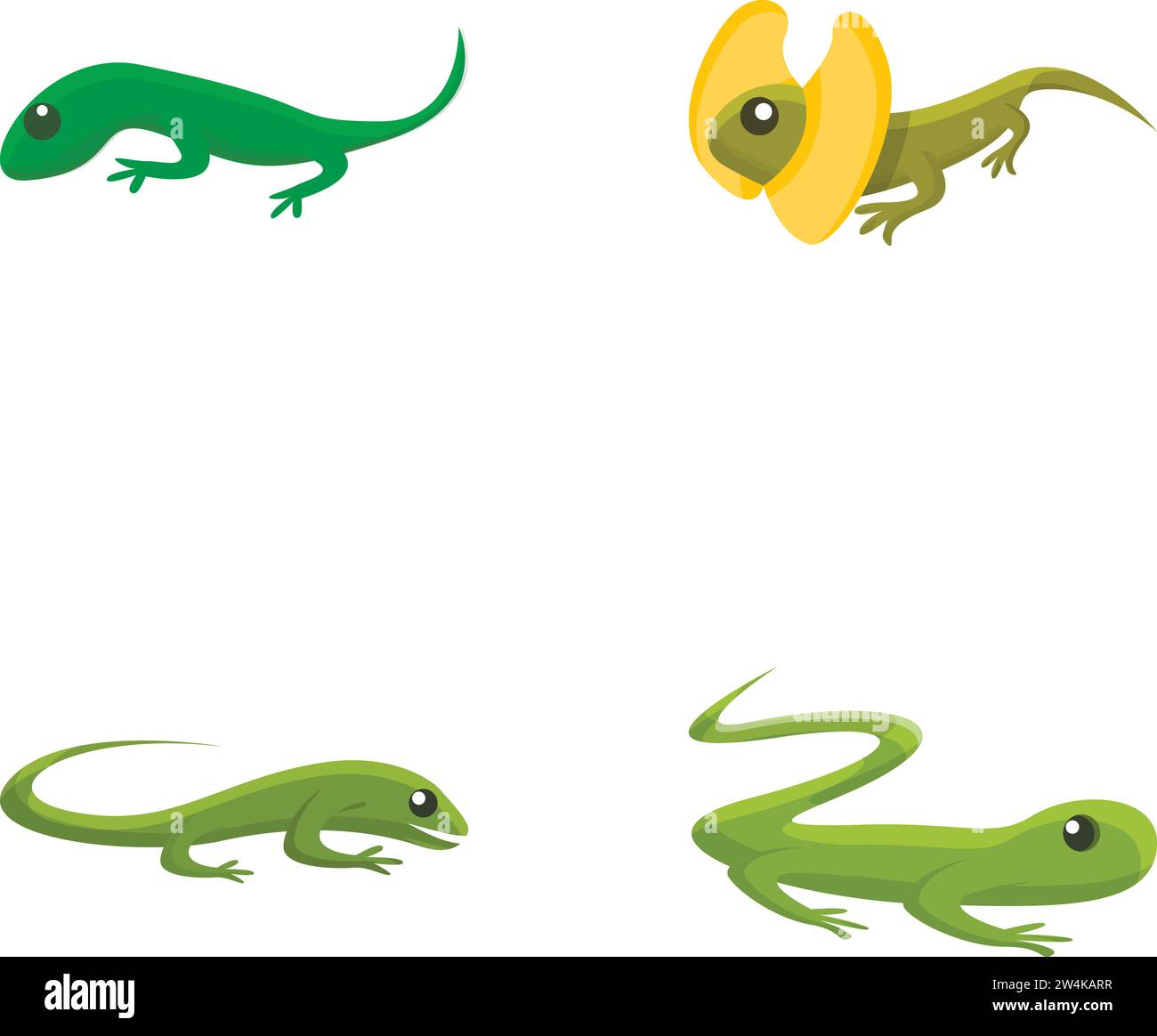 Icônes de lézard définir vecteur de dessin animé. Lézard vert. Nature sauvage Illustration de Vecteur