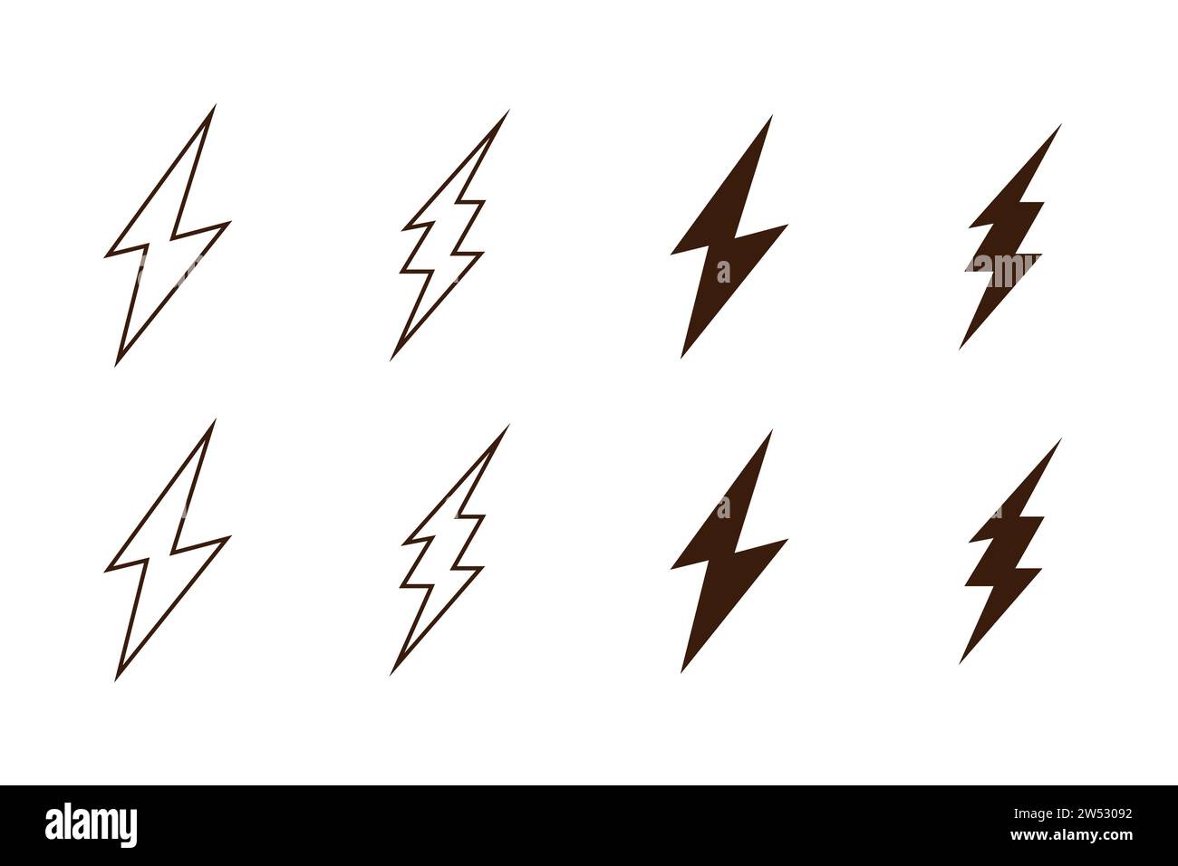 Icône de l'électricité, coup de foudre, énergie, icône de l'électricité. Illustration de Vecteur