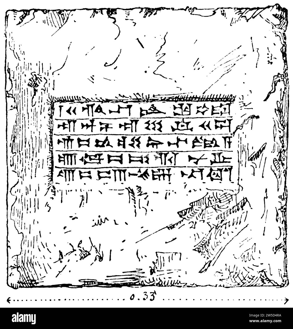 Brique d'un monument de Khorsabad relatant les actes de Sargon, roi d'Assyrie, fondateur de Ninive Khorsabat, antiquité, illustration historique 1886 Banque D'Images