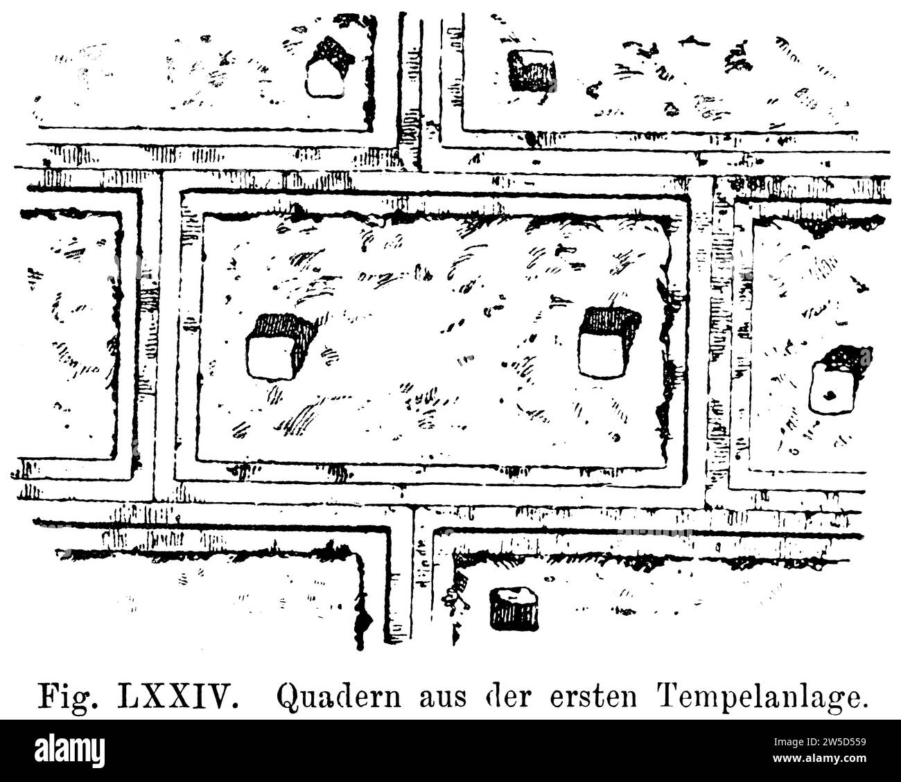 Palais de Salomon, complexe de temple, structure ashlar, construction de mur, architecture, illustration historique 1886 Banque D'Images