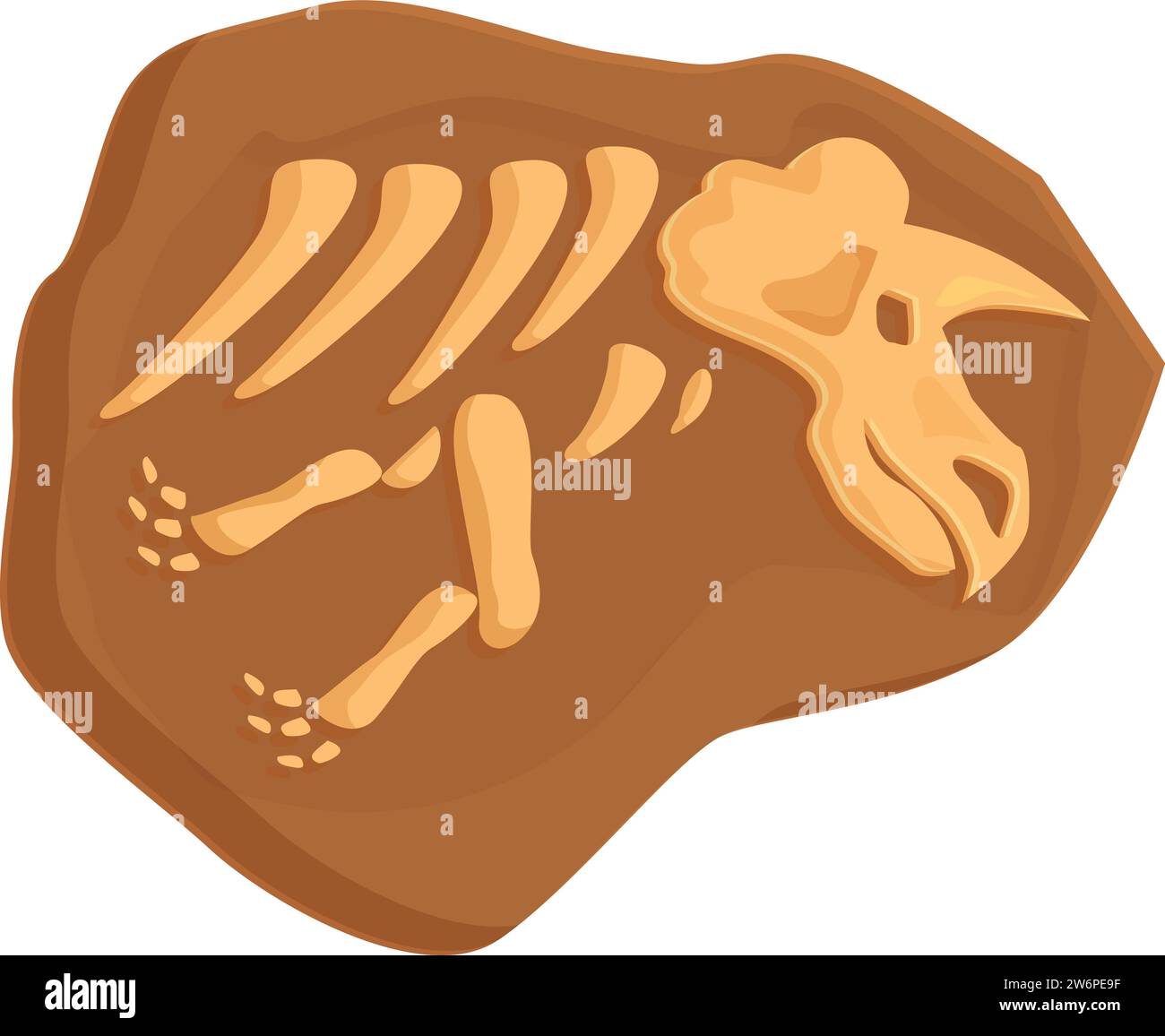 Vecteur de dessin animé d'icône de dinosaure de terrain. Fossile au sol. Biologie des boues de couche Illustration de Vecteur