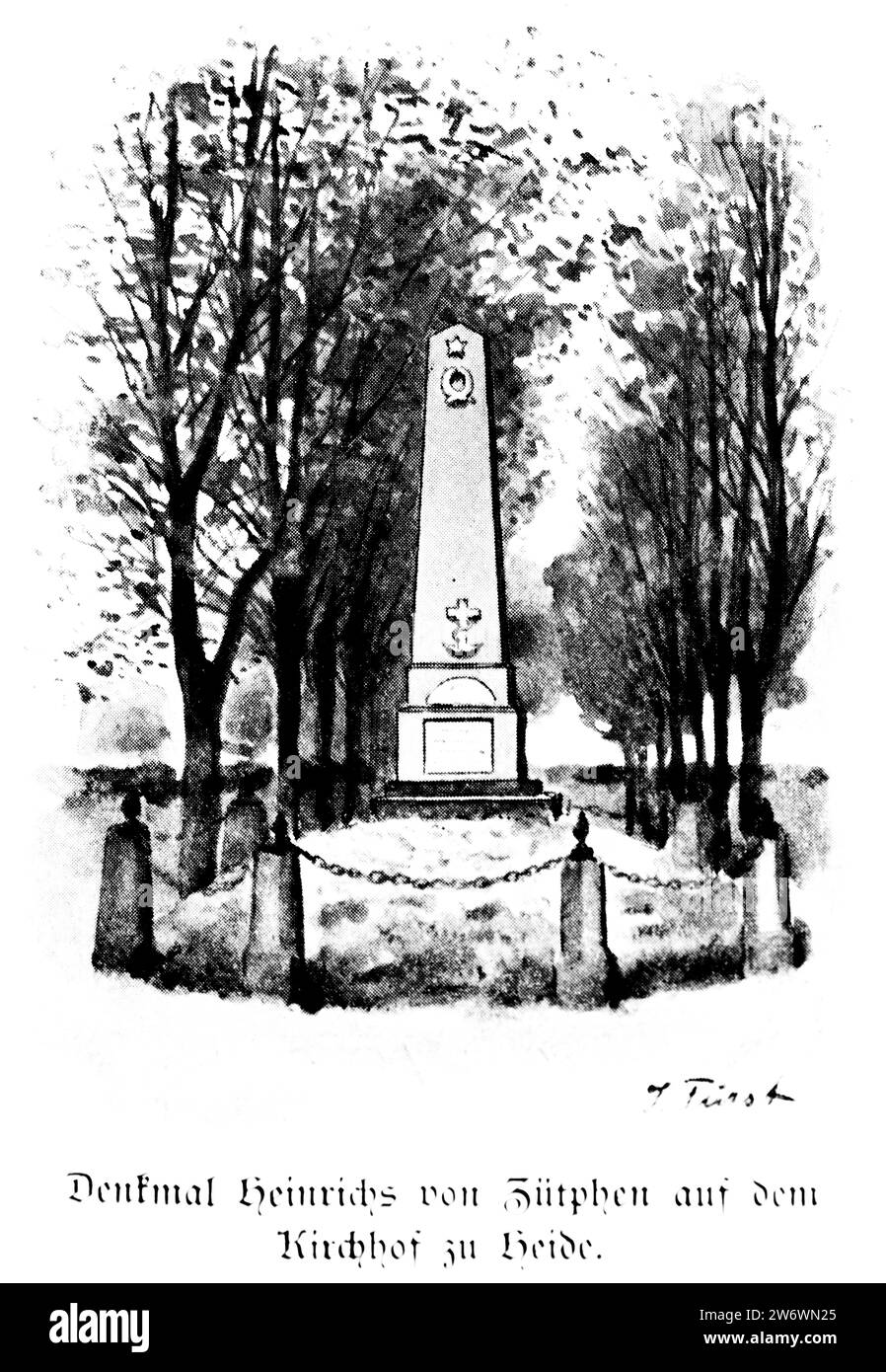 Monument de Heinrich von Zütphen sur le cimetière de l'église de Heide, mort en 1524 à Heide, Schleswig-Holstein, Allemagne du Nord, Europe Banque D'Images