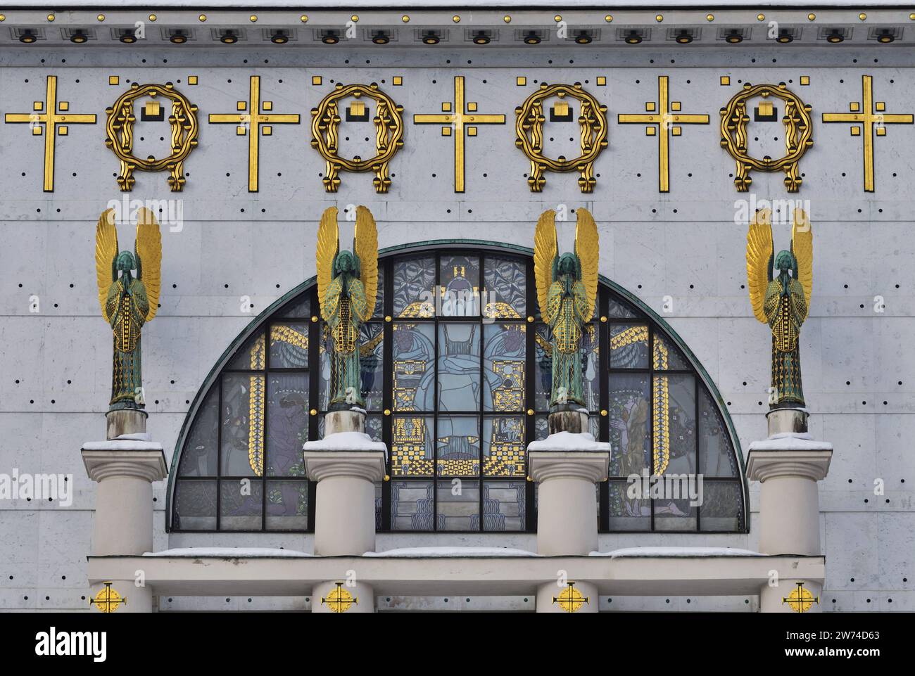 Façade de Kirche am Steinhof à Vienne, Autriche, en hiver Banque D'Images
