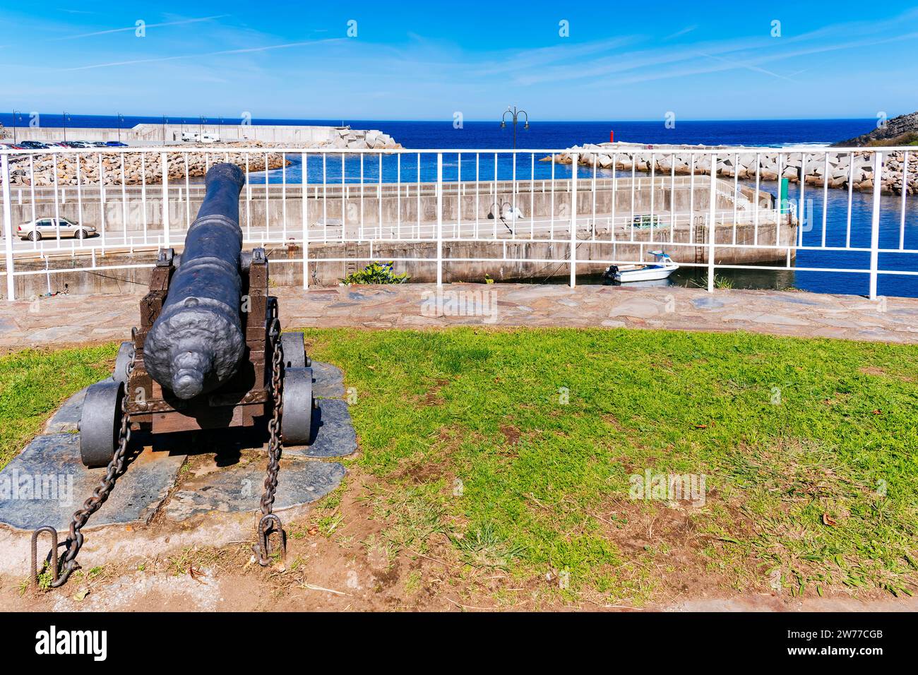 canon du 18e siècle. Puerto de Vega, Navia, Principauté des Asturies, Espagne, Europe Banque D'Images