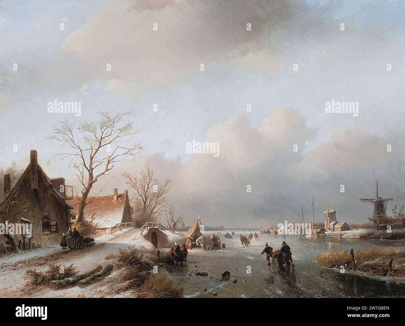Winter diversion, par Jan Jacob Spohler. Banque D'Images
