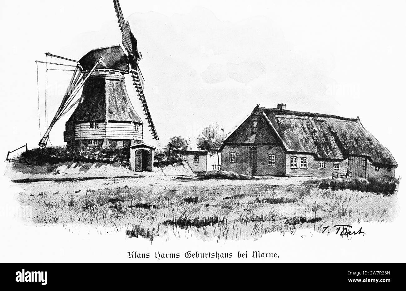Maison de ferme, lieu de naissance du théologien Klaus Harms, Dithmarschen, Schleswig-Holstein, Allemagne du Nord, Europe centrale, illustration historique 1896 Banque D'Images