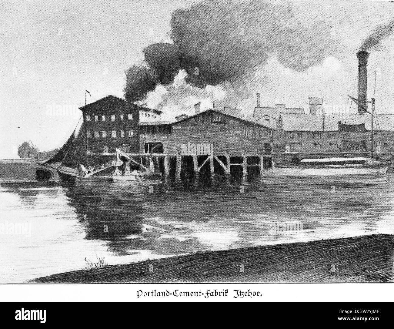 Portland Cement Works at Itzehoe, district Steinburg, Schleswig-Holstein, Allemagne du Nord, Illustration historique 1896 Banque D'Images