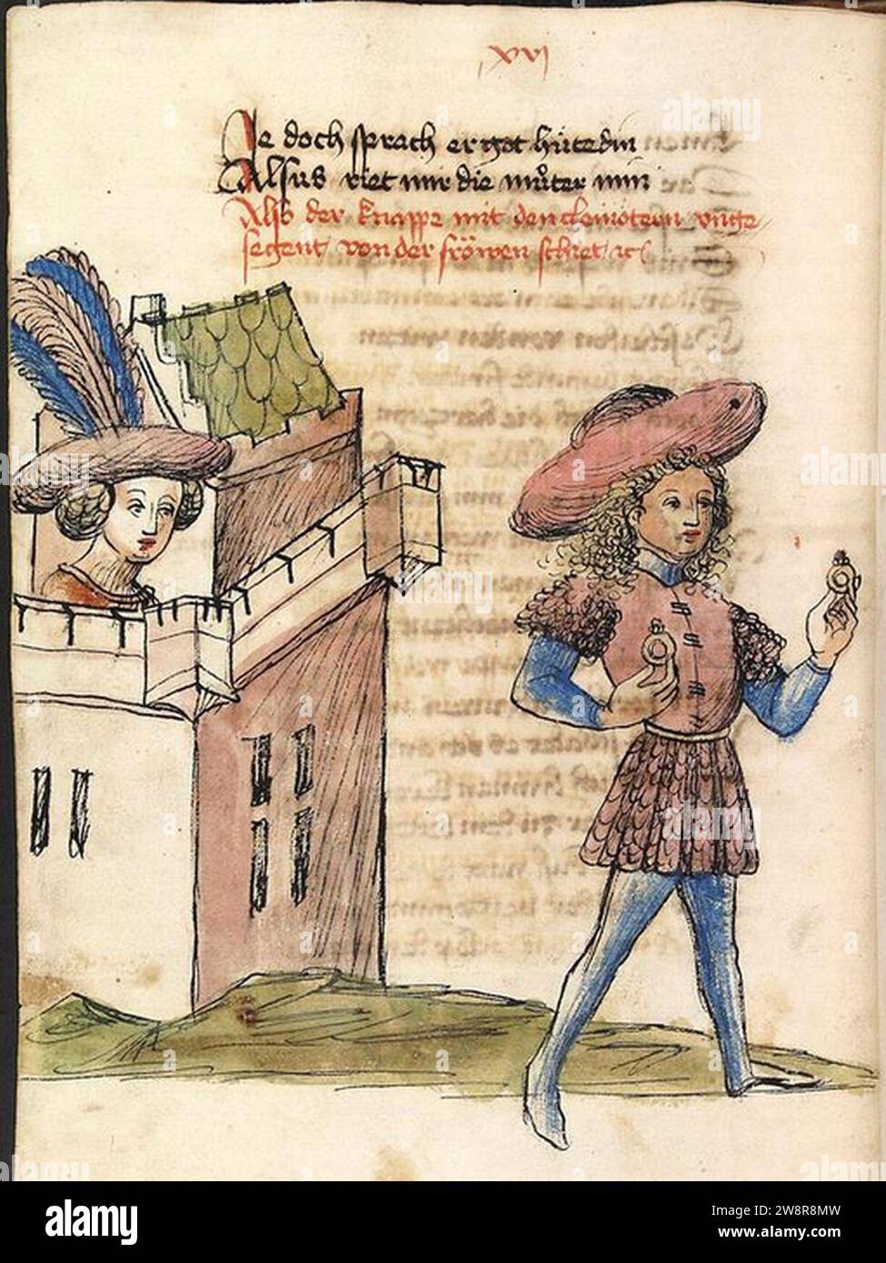 Wolfram von Eschenbach, Parzival, Band 1, 99v.. Banque D'Images