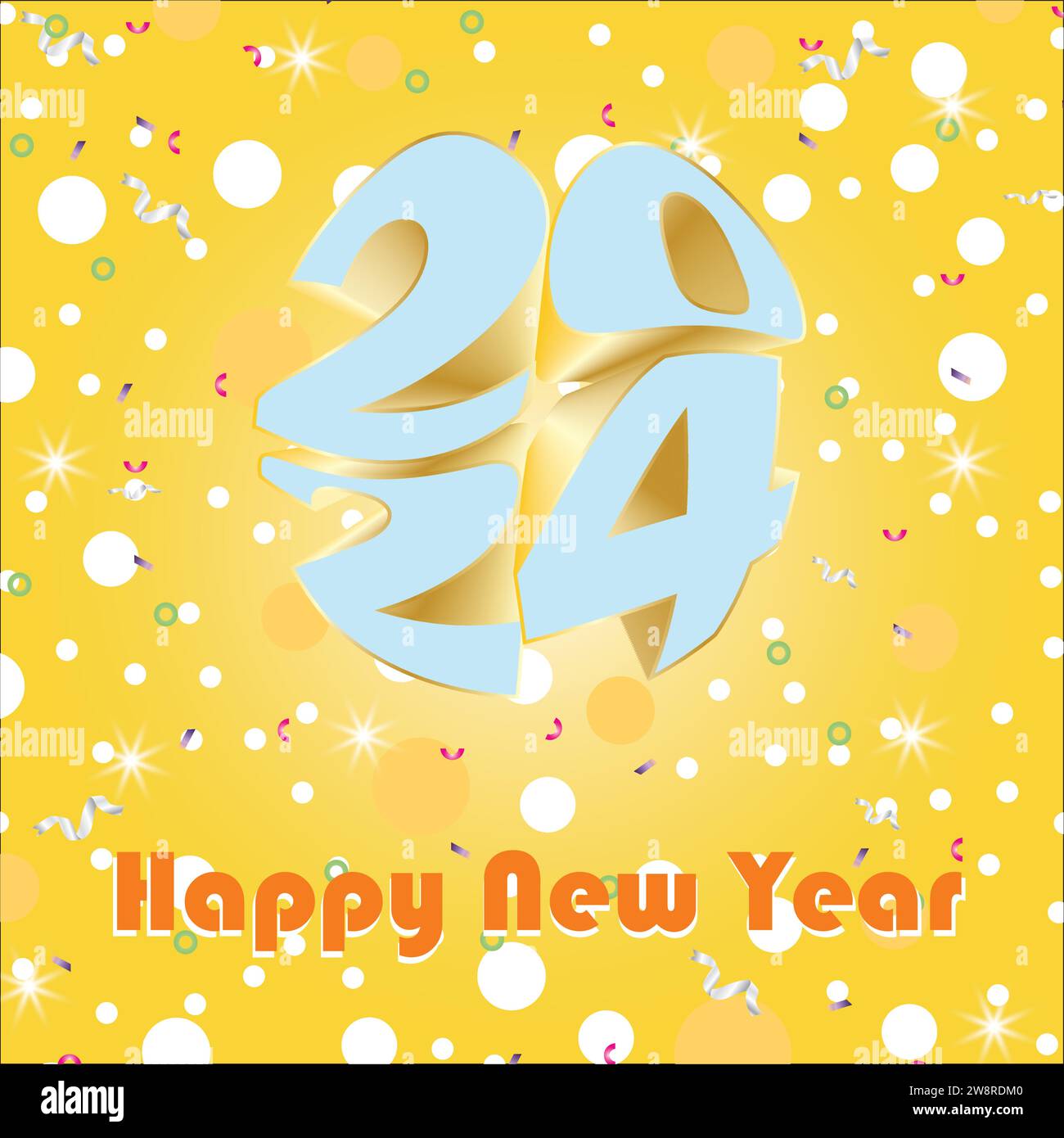 BONNE ANNÉE 2024 effet 3D coloré belle affiche vectorielle EPS Illustration de Vecteur