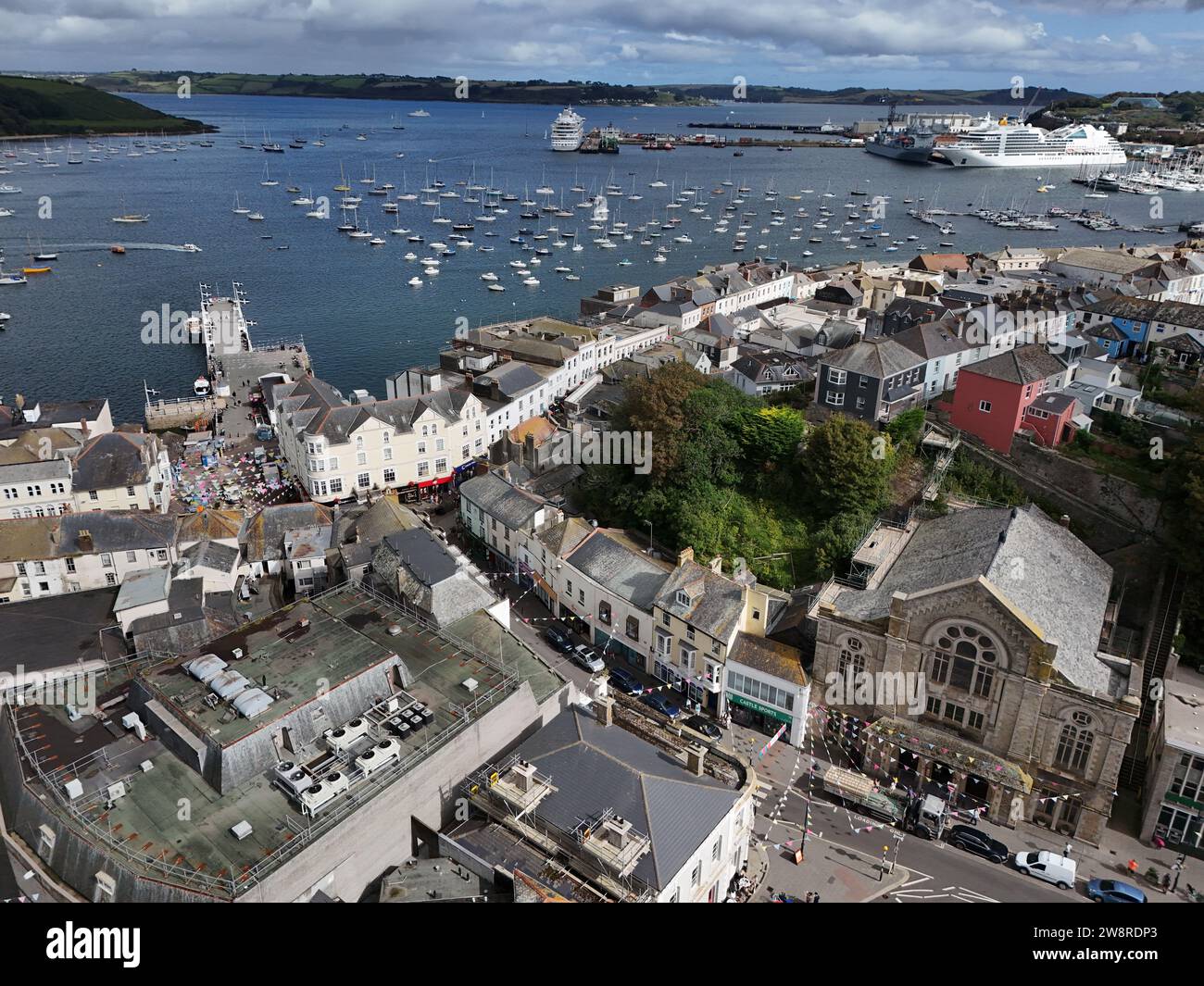 Waterfront Falmouth Cornwall UK drone, aérien Banque D'Images