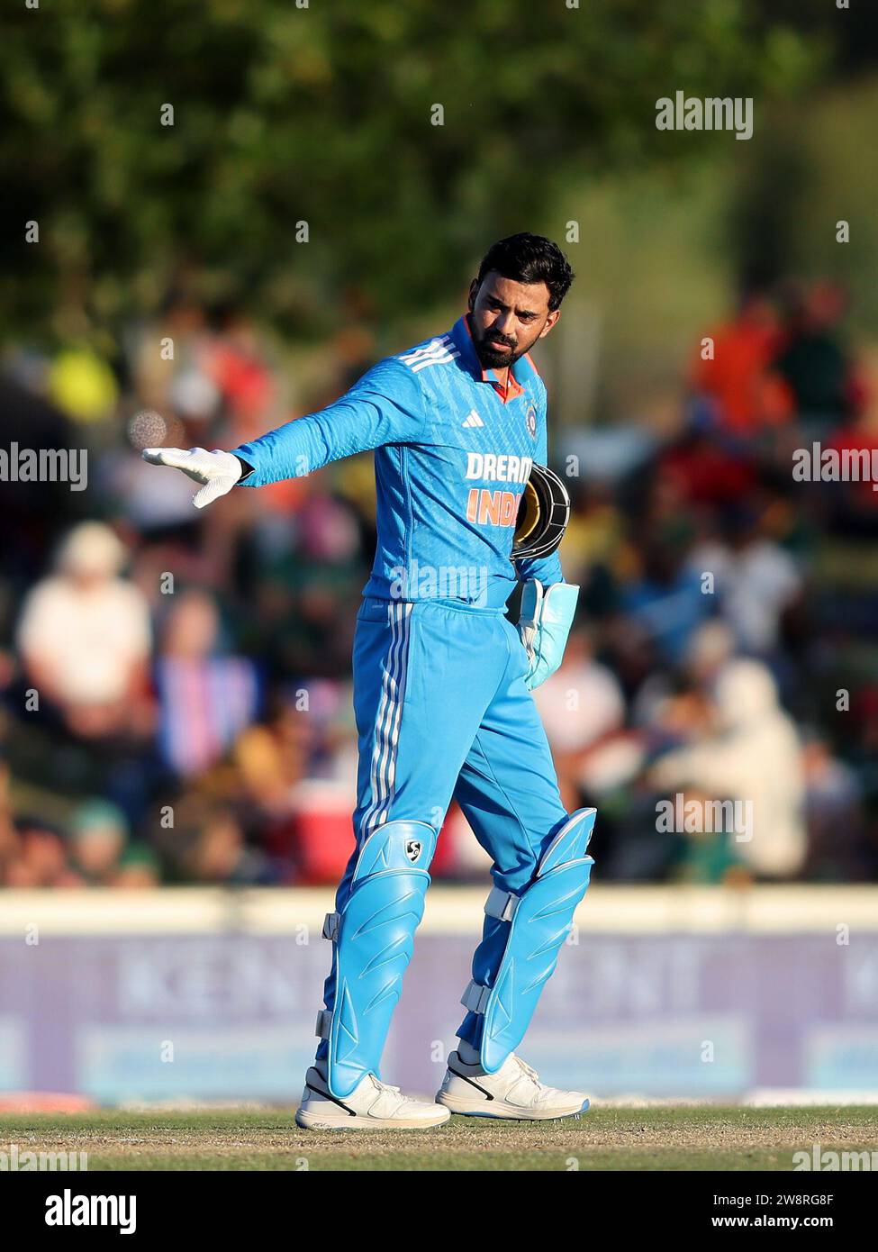 PAARL, AFRIQUE DU SUD - DÉCEMBRE 21 : le capitaine indien KL Rahul lors du 3e One Day International Match entre l'Afrique du Sud et l'Inde au Boland Park le 21 décembre 2023 à Paarl, Afrique du Sud. Photo de Shaun Roy/Alamy Live News Banque D'Images