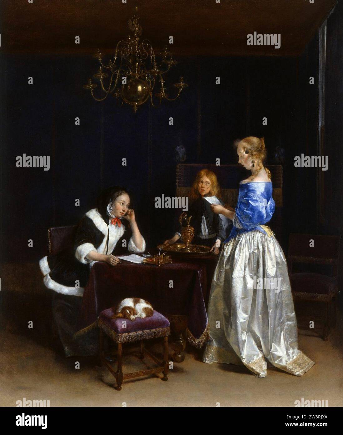 Femme lisant une lettre 1660-1662 Gerard ter Borch II. Banque D'Images