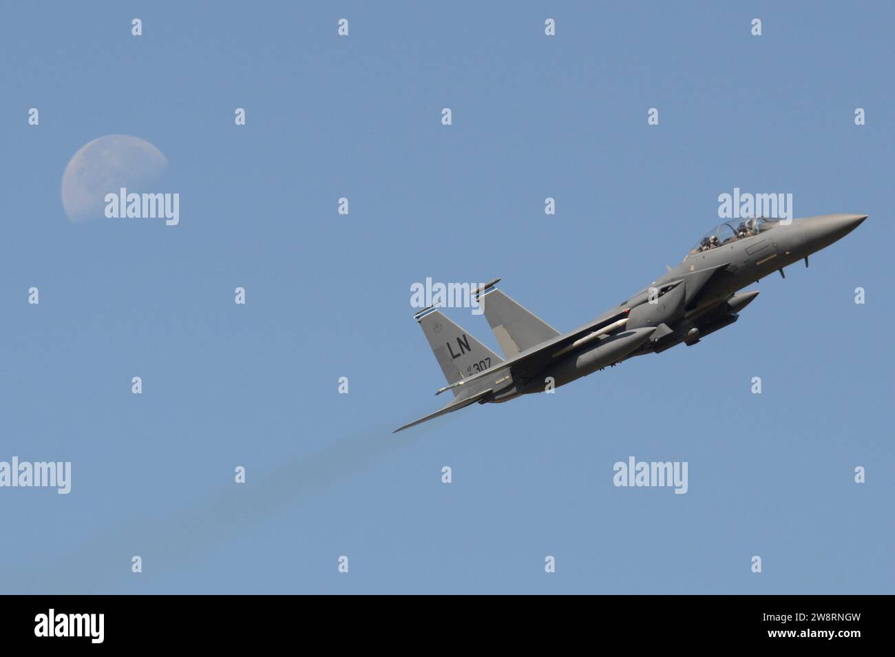 F-15E passant la lune, RAF lakenheath 2023 Banque D'Images