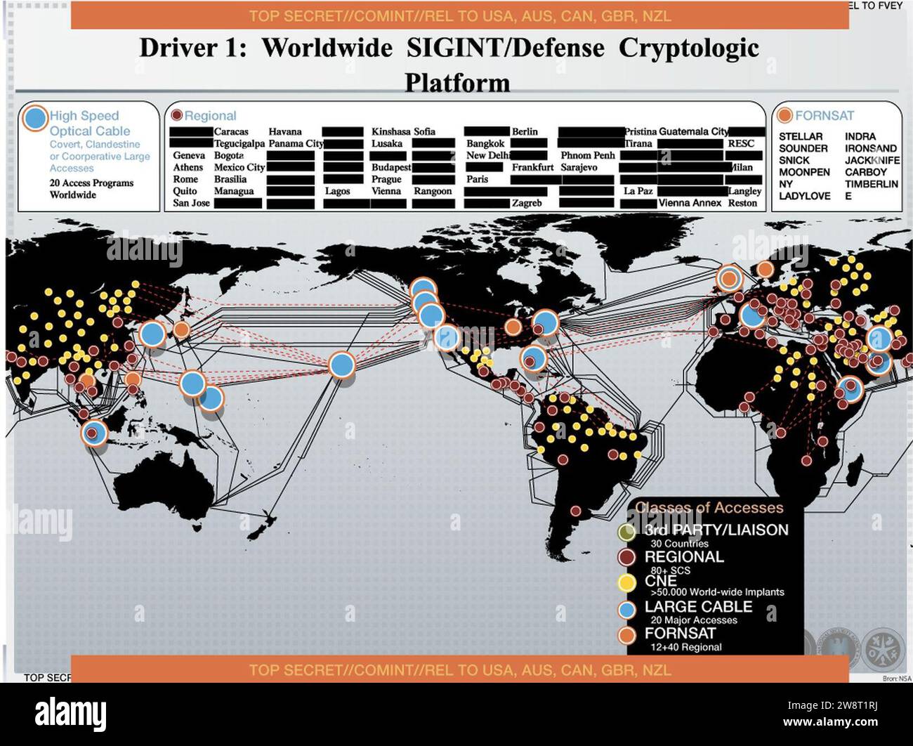 Dans le monde entier, la NSA signale le renseignement Banque D'Images