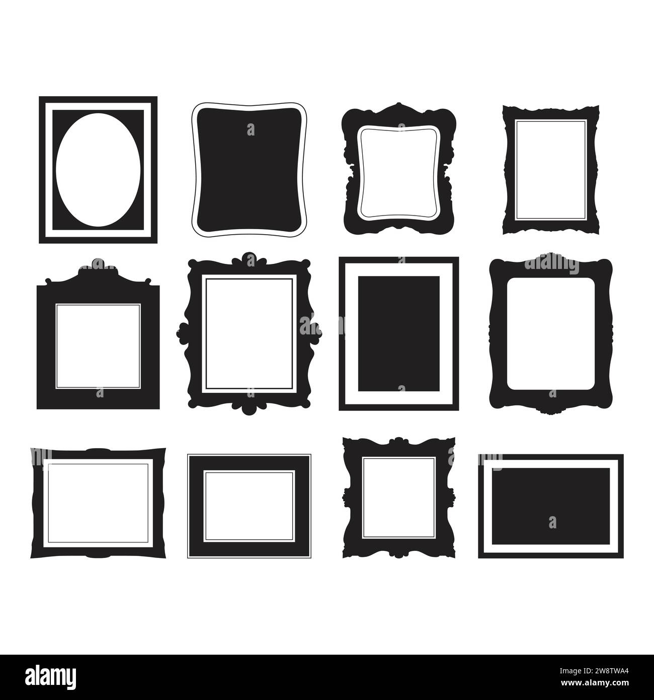 Cadre photo, paquet de cadre, cadre miroir, bannière de cadres Vintage, Clipart de cadre Illustration de Vecteur