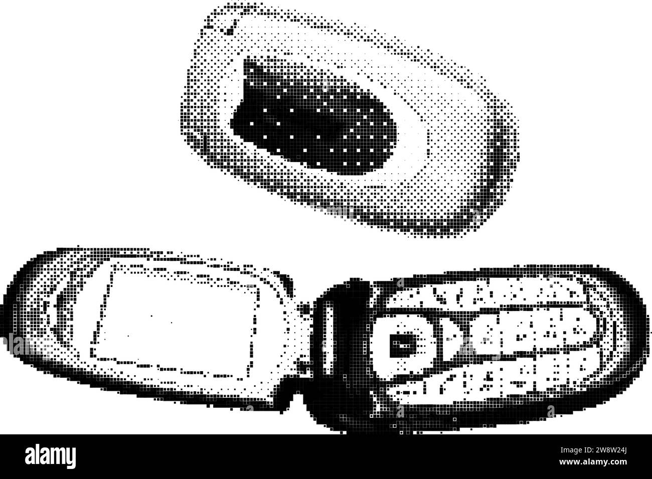 Téléphone portable rétro classique à rabat dans le style pixel des années 90. Y2K élément