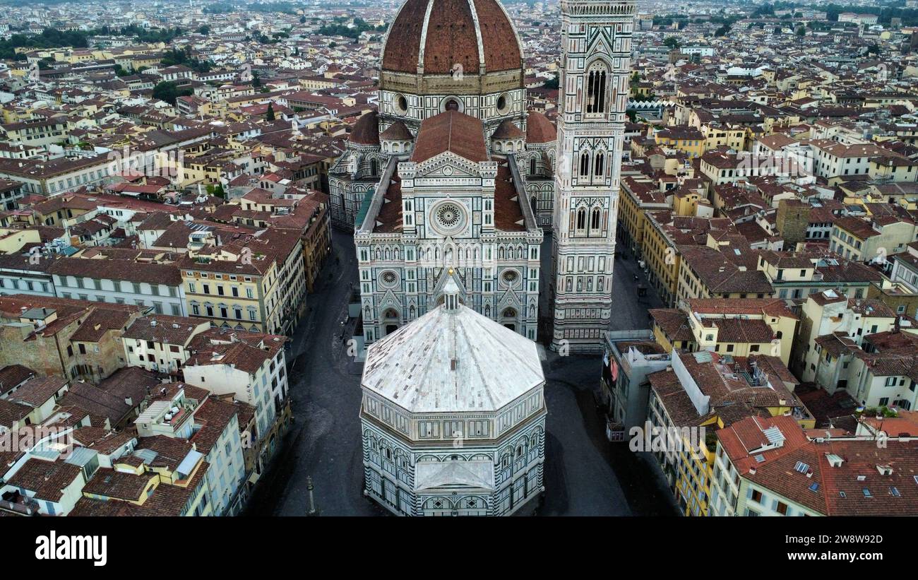 Drone photo Cathédrale Santa Maria del Fiore Florence Italie Europe Banque D'Images