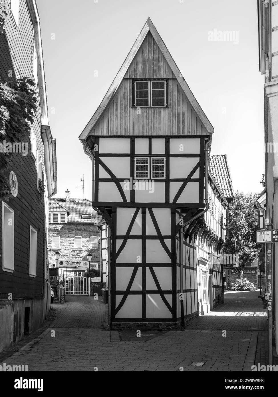 Hattingen, Allemagne - 7 août 2022 : la Maison de fer est une maison à colombages construite en 1611 dans la vieille ville de Hattingen (Altstadt), Rhénanie du Nord-Westphali Banque D'Images