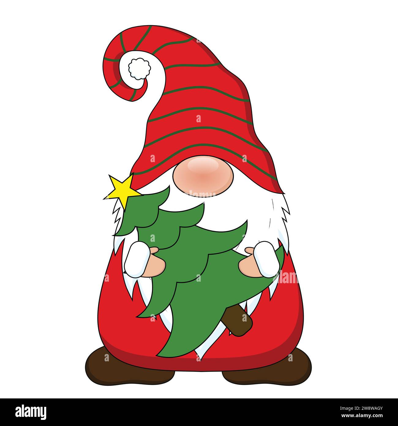 Mignon vecteur de Noël Gnome isolé sur fond blanc. Illustration de dessin animé GNOME. Illustration de Vecteur