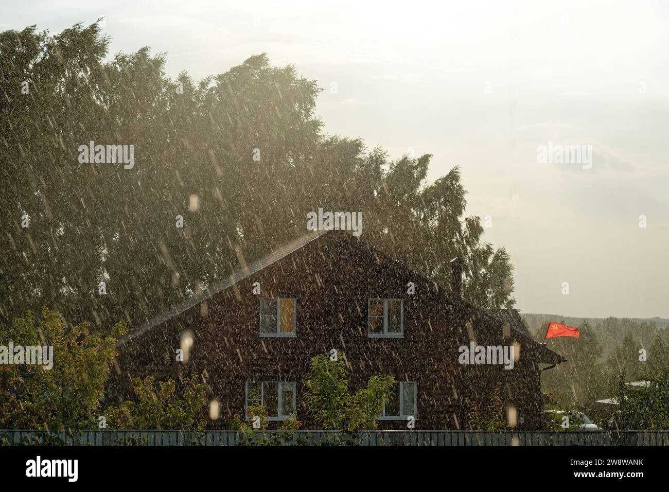 Terrain rural sous la pluie en été, russie Banque D'Images