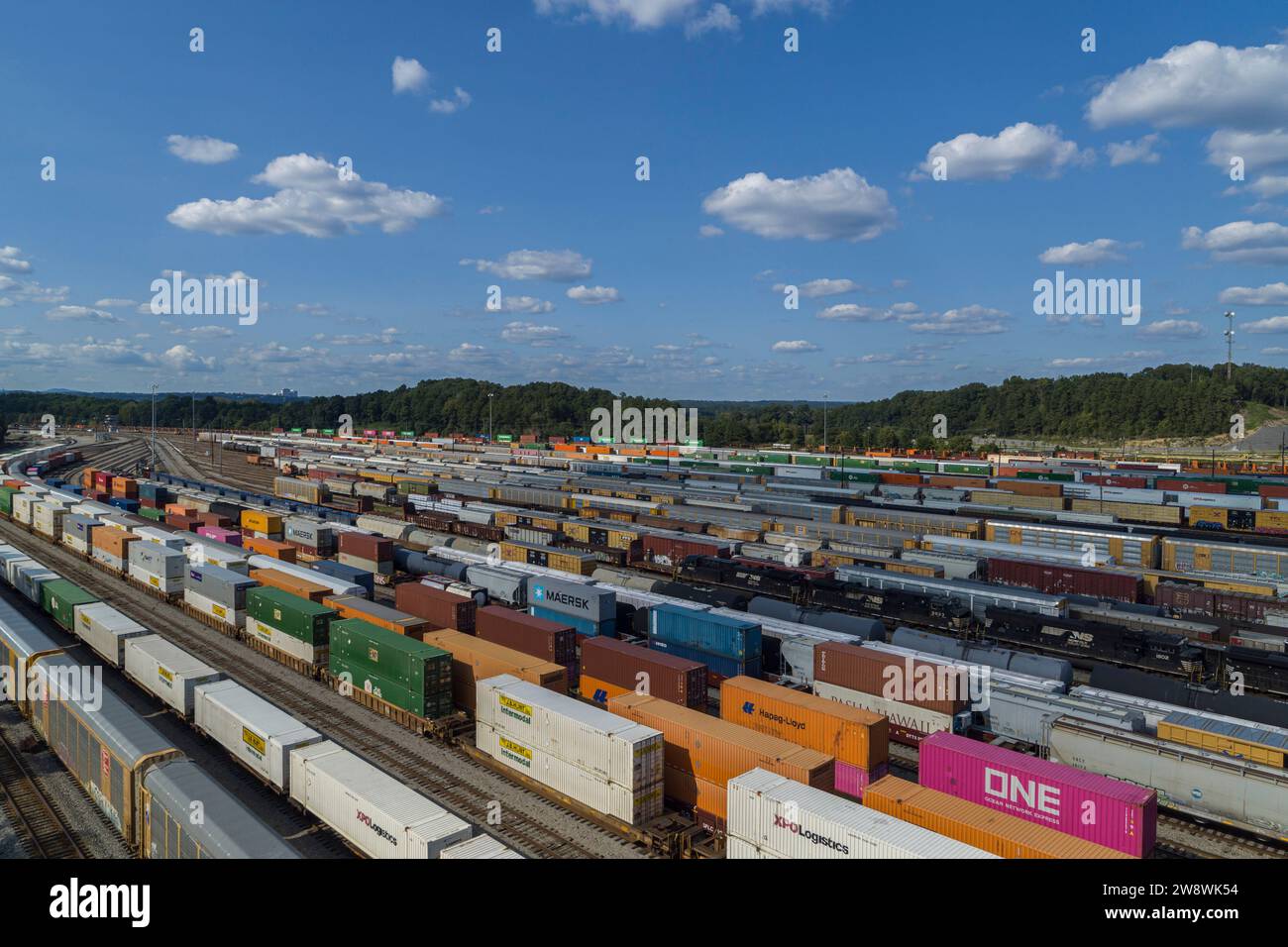 Voitures de chemin de fer à Atlanta, Géorgie Banque D'Images