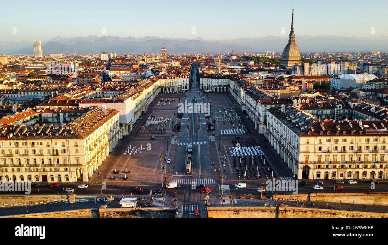 Drone photo Piazza Vittorio Turin Italie Europe Banque D'Images