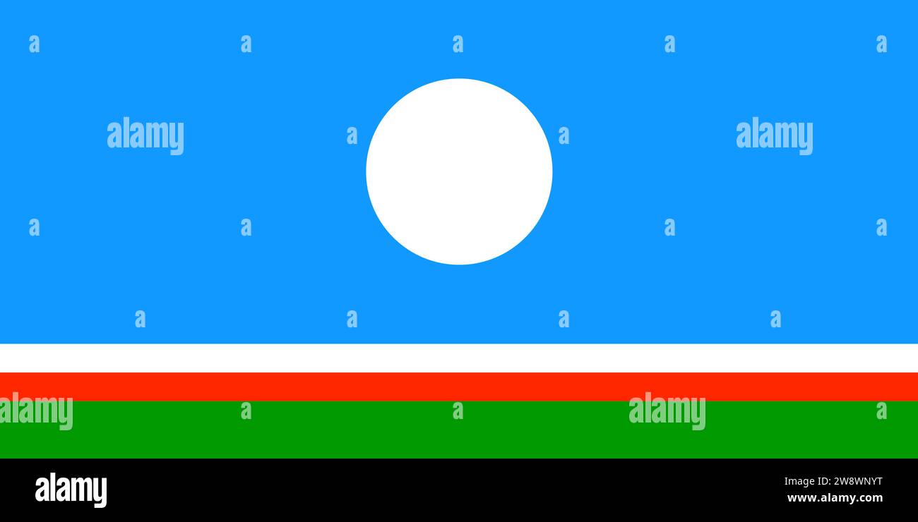 Drapeau Sakha, illustration vectorielle de drapeau Yakutia isolé sur fond blanc. Symbole de l'oblast de Russie. Partie du territoire du district fédéral d'extrême-Orient. Illustration de Vecteur