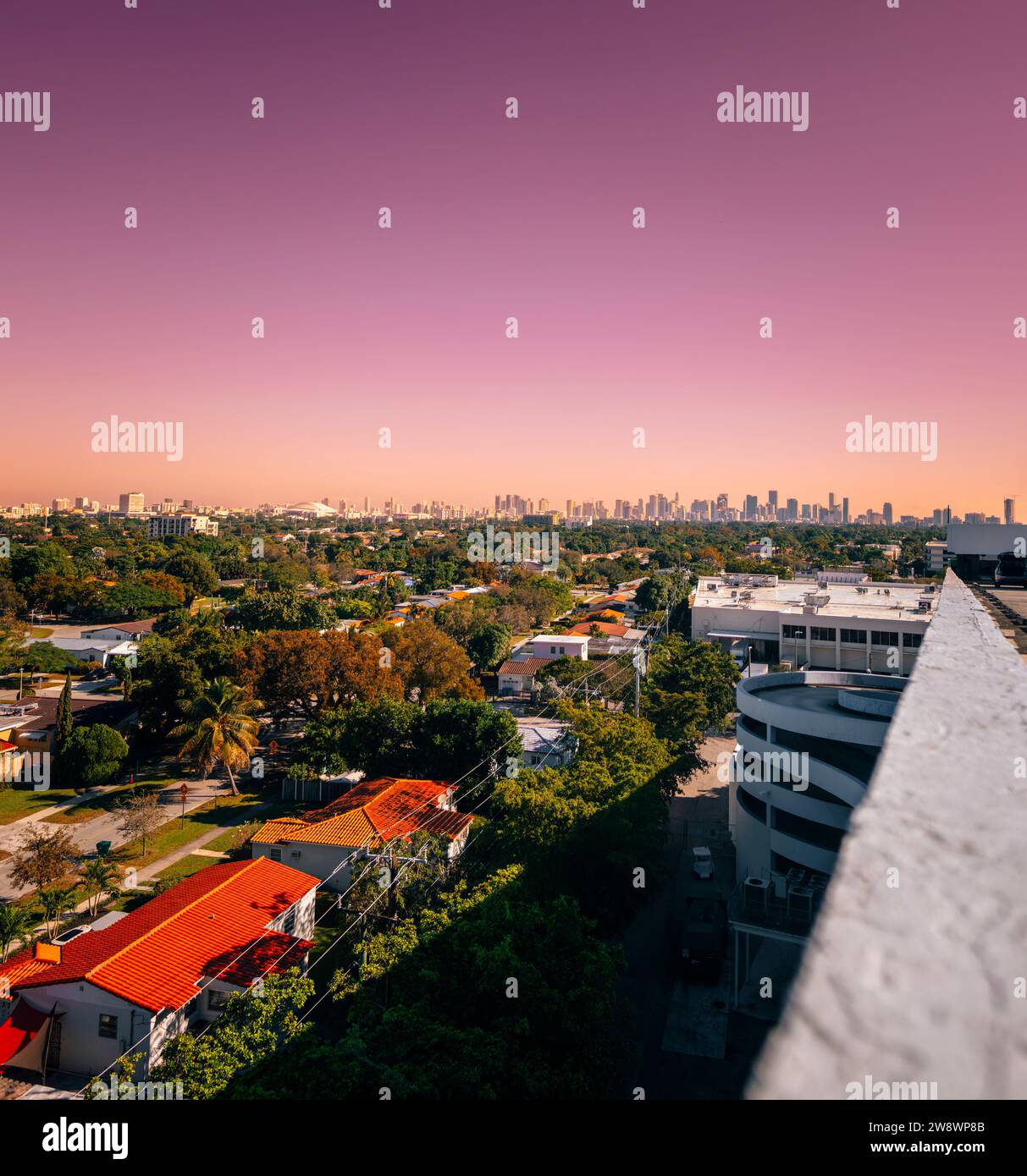 Vue sur le panorama de la ville de miami Florida Skyline horizon Banque D'Images