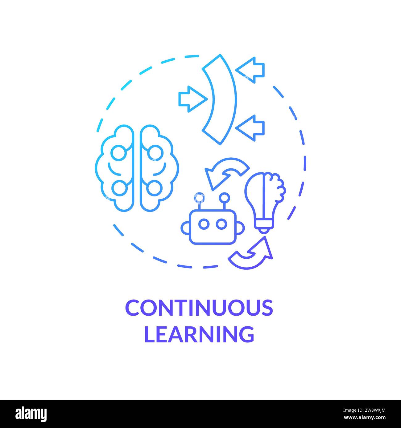 Concept d'icône d'apprentissage continu de gradient simple en ligne fine Illustration de Vecteur