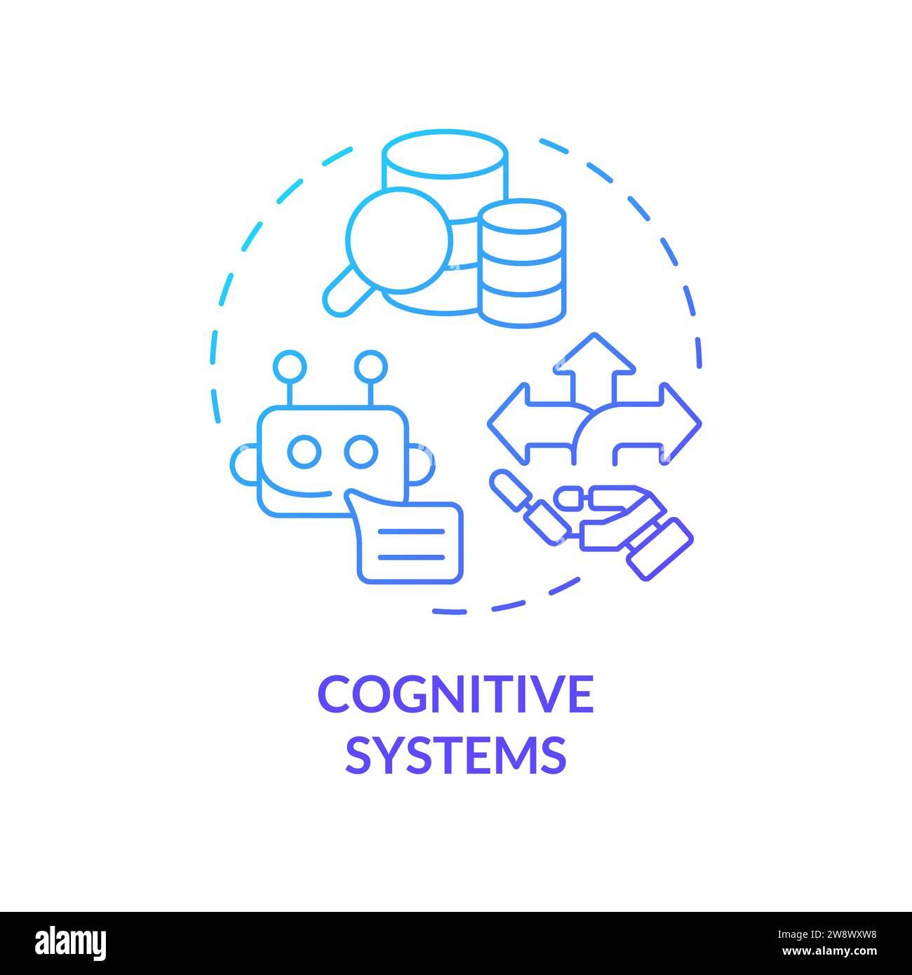 Concept d'icône de systèmes cognitifs à gradient simple de ligne mince Illustration de Vecteur