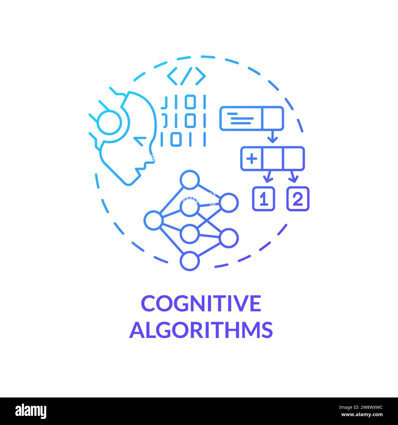 Concept d'icône des algorithmes cognitifs à gradient simple de ligne mince Illustration de Vecteur