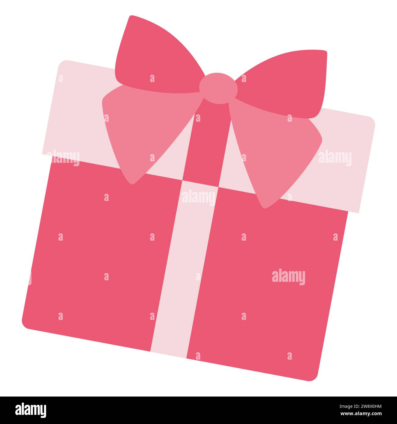 Illustration vectorielle de boîte cadeau rose avec ruban Bow. Cadeau de célébration pour la fête des mères d'anniversaire, Saint-Valentin ou Journée des femmes et autres vacances. Plat ou C Illustration de Vecteur