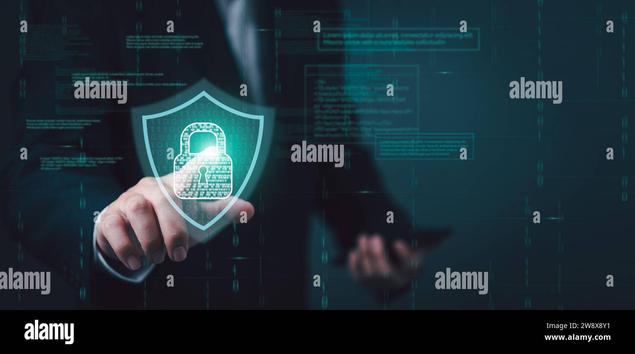 Cybersécurité numérique Protégez les données pirates informatiques de la technologie de confidentialité des informations en ligne Banque D'Images