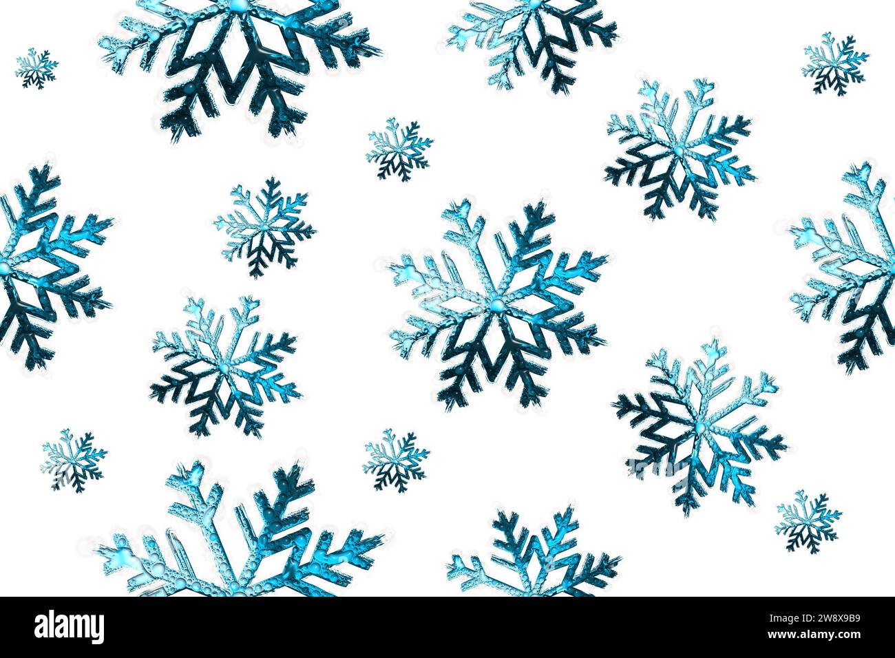 illustration de flocons de neige bleu foncé à motif métallique sans couture Banque D'Images