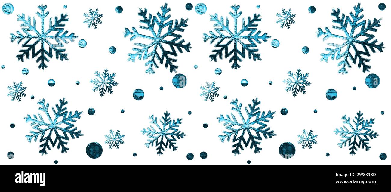 illustration de flocons de neige bleus avec des gouttes d'eau Banque D'Images