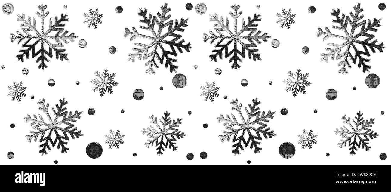 illustration de flocons de neige argentés avec des gouttes d'eau Banque D'Images