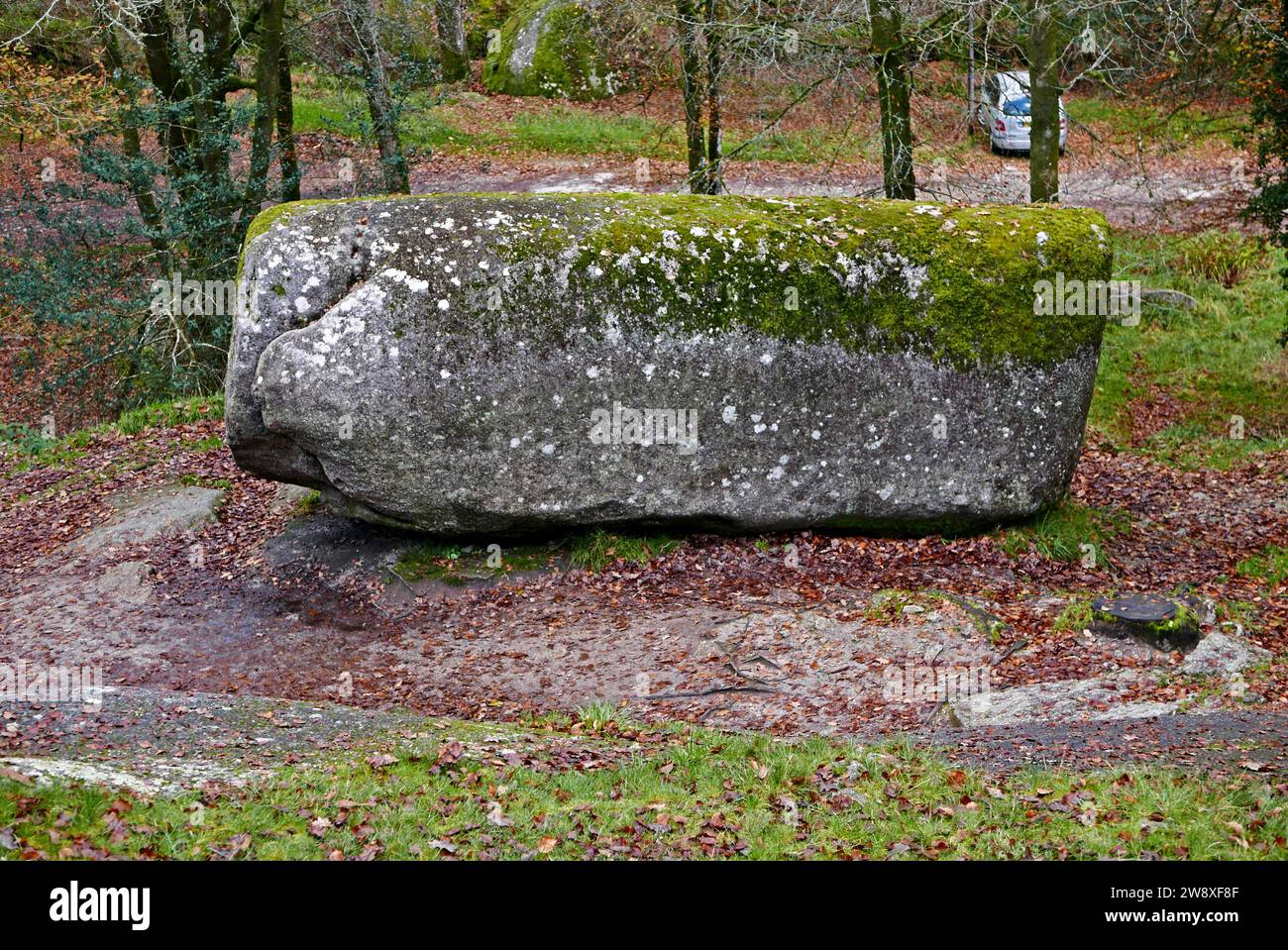 Foret domaniale de Huelgoat, la roche tremblante ; Finistère, Bretagne, France, Europe Banque D'Images